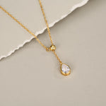Pear Cut Clear CZ Lariat Necklace