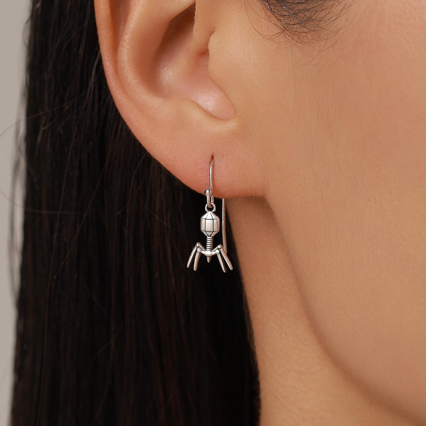 Sterling Silver Bacteriophage Drop Earrings