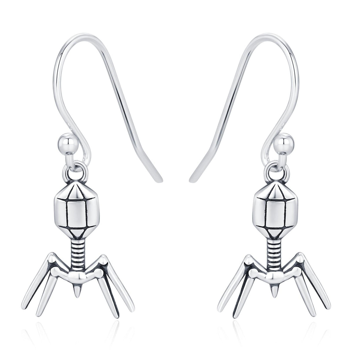 Sterling Silver Bacteriophage Drop Earrings