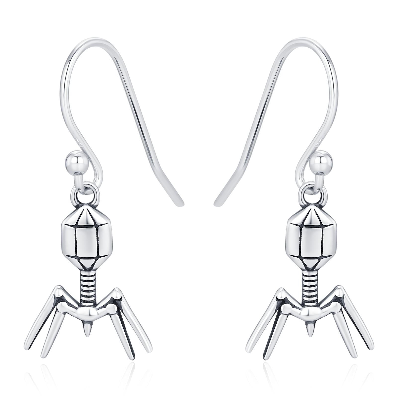 Sterling Silver Bacteriophage Drop Earrings