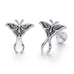 Sterling Silver Moth 16G Internally Threaded Flat Back Earrings