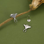 Sterling Silver Moth 16G Internally Threaded Flat Back Earrings