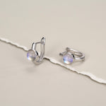 Moonstone Huggie Hoop Earrings in Sterling Silver, 5mm Moonstone Hoops, Moonstone Hoops, Simulated Moonstone Hoops
