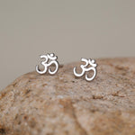 Om Stud Earrings in Sterling Silver, Silver or Gold, Buddhist Earrings, Meditation Earrings, Yoga Earrings