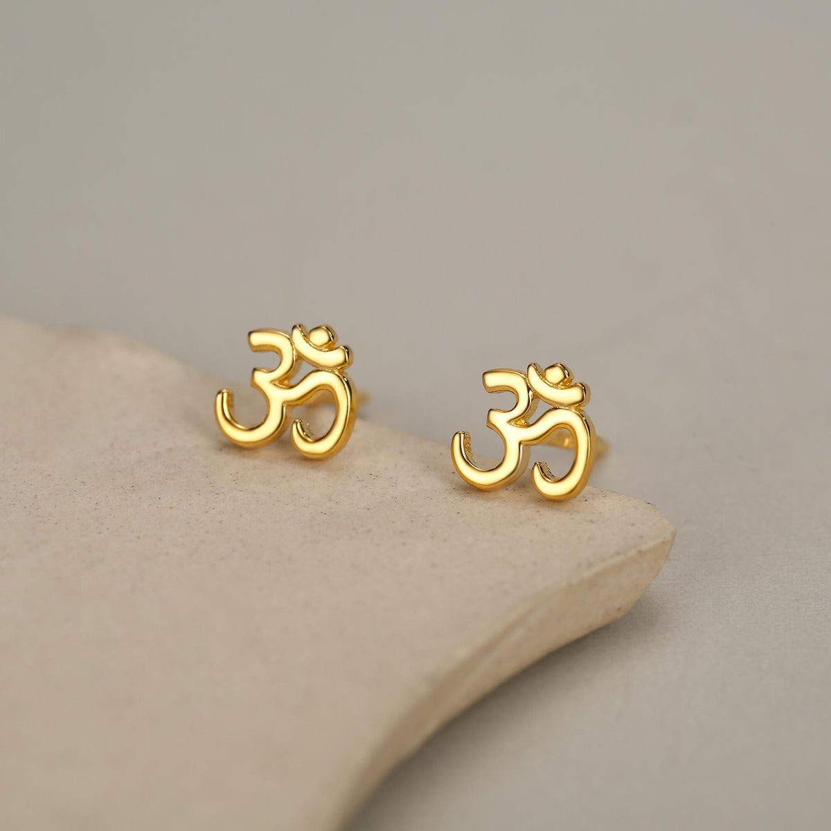 Om Stud Earrings in Sterling Silver, Silver or Gold, Buddhist Earrings, Meditation Earrings, Yoga Earrings