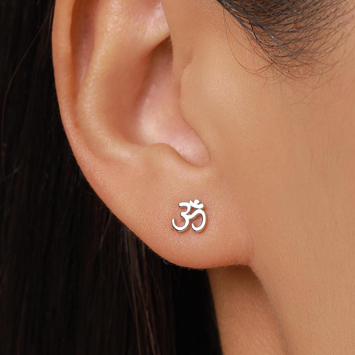 Om Stud Earrings in Sterling Silver, Silver or Gold, Buddhist Earrings, Meditation Earrings, Yoga Earrings