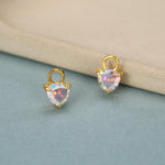 Sterling Silver Aurora AB CZ Trillion Cut Hoop Earrings, Silver or Gold, Triangle Dangle Hoop Earrings, Interchangeable Charm