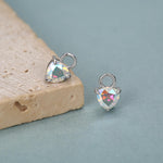 Sterling Silver Aurora AB CZ Trillion Cut Hoop Earrings, Silver or Gold, Triangle Dangle Hoop Earrings, Interchangeable Charm