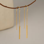 Sterling Silver Minimalist Bar Ear Threaders, Silver or Gold or Rose Gold, U Shape Bar Threader Earrings, Dainty Minimal Dangle Earrings