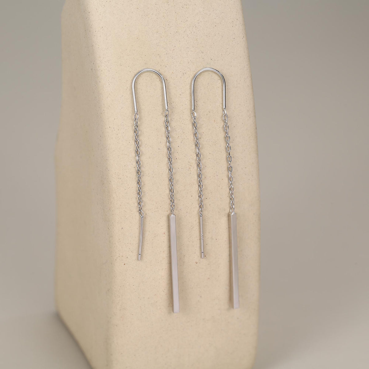 Sterling Silver Minimalist Bar Ear Threaders, Silver or Gold or Rose Gold, U Shape Bar Threader Earrings, Dainty Minimal Dangle Earrings