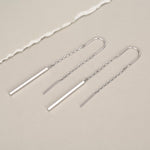 Sterling Silver Minimalist Bar Ear Threaders, Silver or Gold or Rose Gold, U Shape Bar Threader Earrings, Dainty Minimal Dangle Earrings