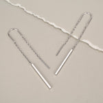 Sterling Silver Minimalist Bar Ear Threaders, Silver or Gold or Rose Gold, U Shape Bar Threader Earrings, Dainty Minimal Dangle Earrings