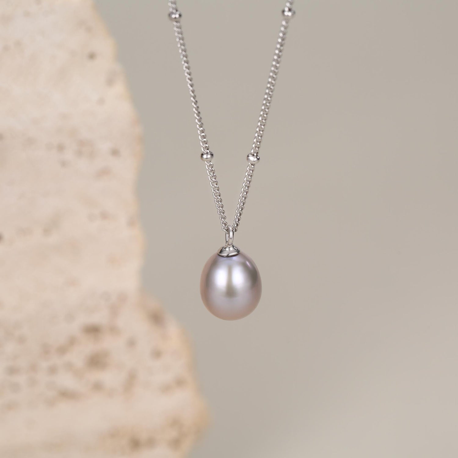 Grey Freshwater Pearl Satellite Chain Necklace