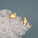 Sterling Silver Walrus & Manatee Mismatched Stud Earrings, Asymmetric Manatee and Walrus Earrings