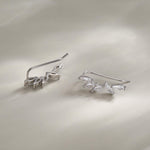 Clear CZ Cluster Crawler Earrings in Sterling Silver, Silver or Gold, CZ Marquise Ear Crawlers, CZ Cluster Earrings