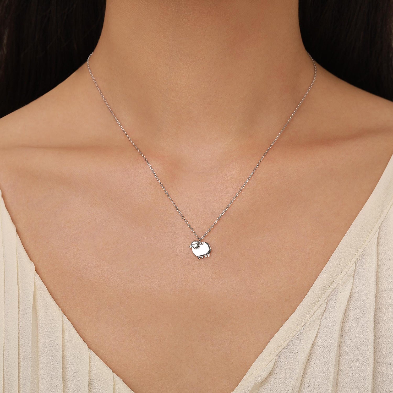Fluffy Sheep Charm Necklace