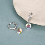 Dangle Aurora CZ Huggie Hoop Earrings in Sterling Silver, Silver or Gold, Delicate Sparky AB CZ Skinny Hoops, Colour Changing Crystal Hoops