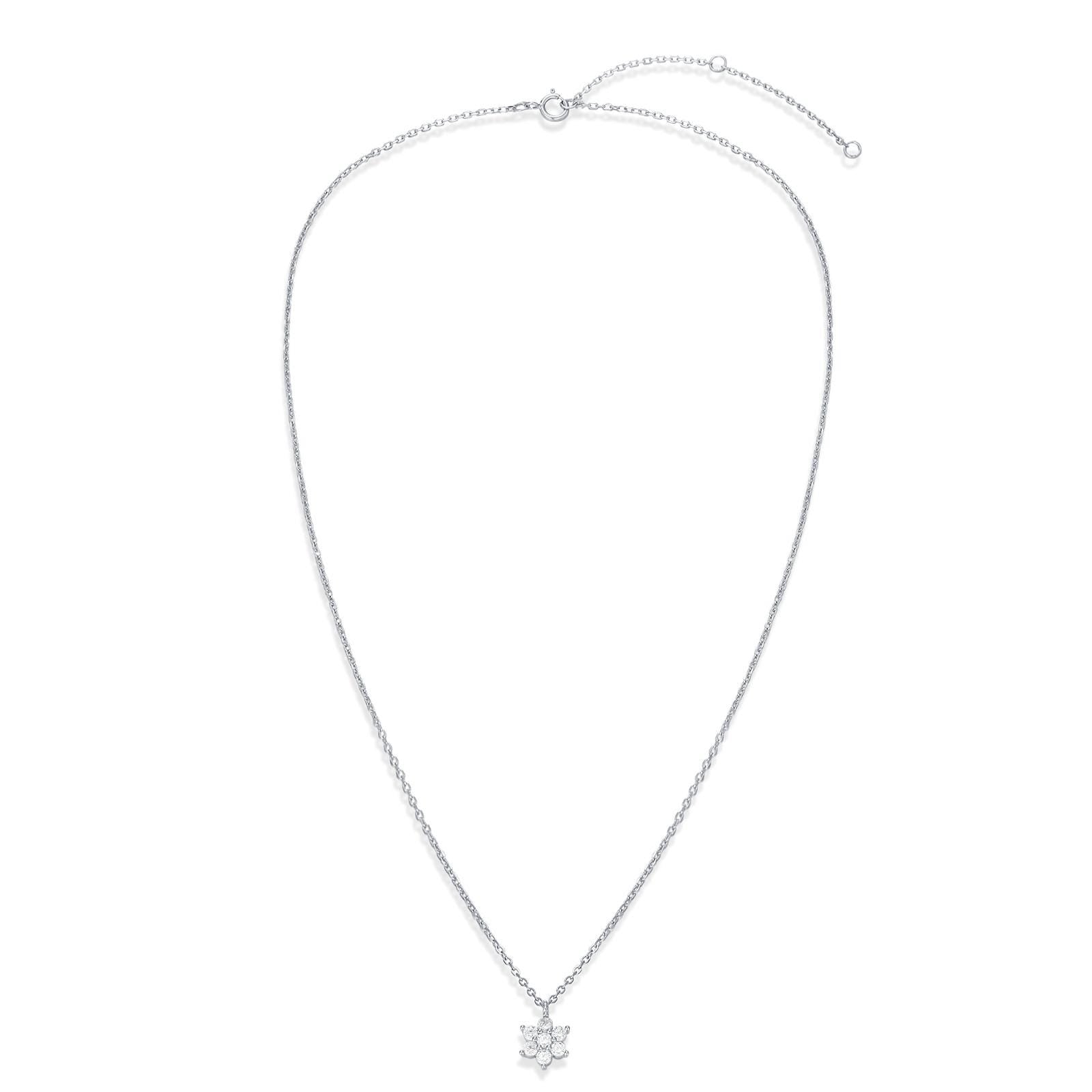 CZ Flower Cluster Pendant Necklace