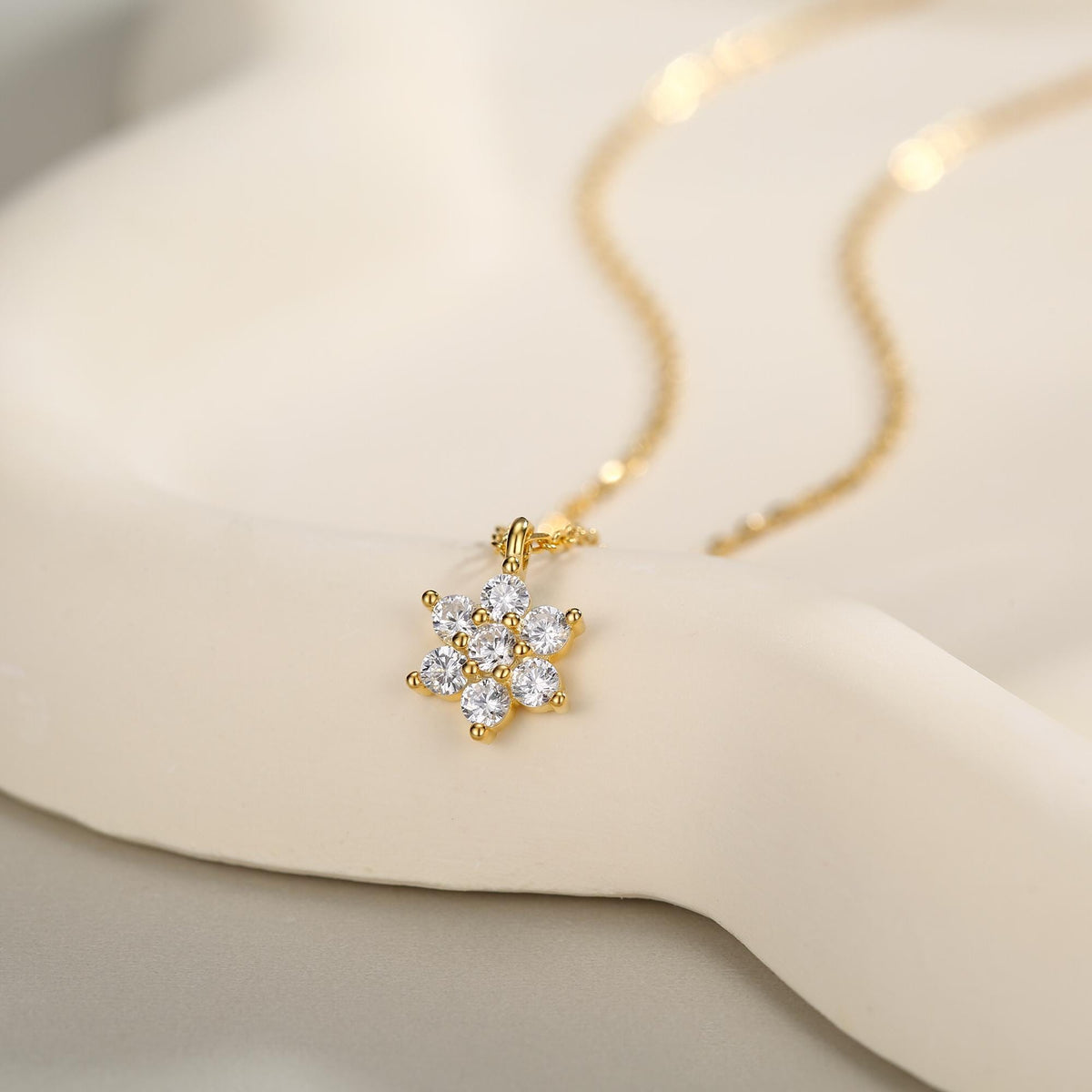 CZ Flower Cluster Pendant Necklace