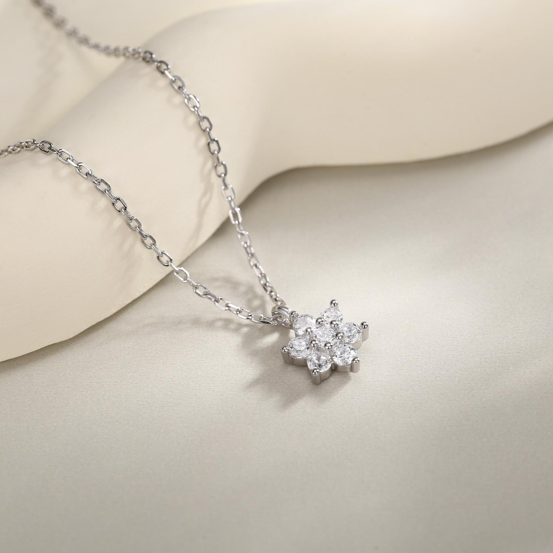 CZ Flower Cluster Pendant Necklace