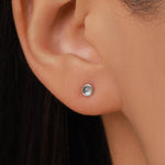 Sterling Silver Tiny Aquamarine Stud Earrings, 3mm Genuine Aquamarine Stone, Semi-precious Jewellery