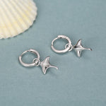 Sterling Silver Manta Ray Fish Huggie Hoop Earrings, Stingray Dangle Hoop Earrings, Dainty Fish Dangle Earrings