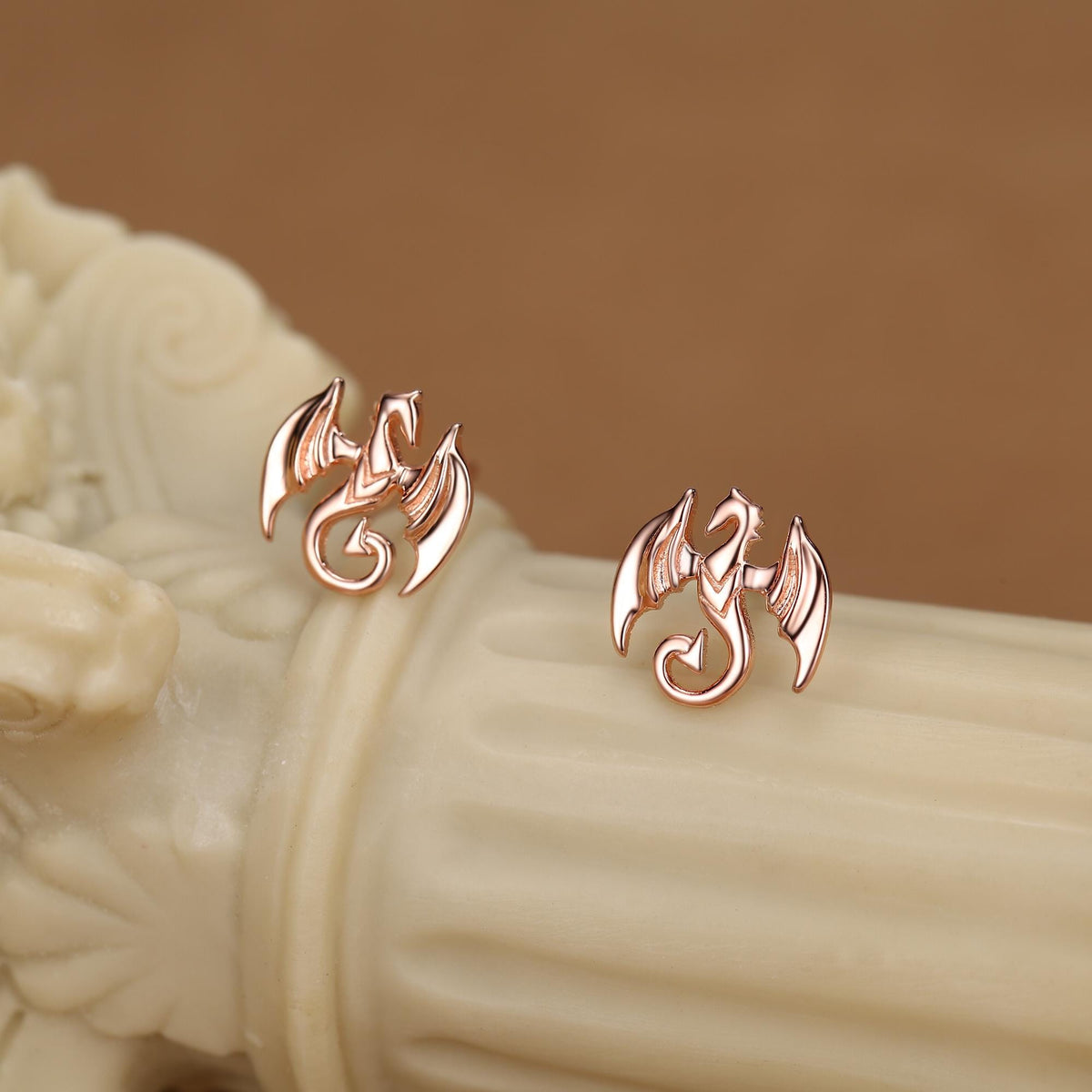 Dragon Stud Earrings in Sterling Silver