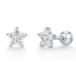 Tiny Flower CZ Screw Back Earrings in Sterling Silver, Forget Me Not Floral CZ Earrings, Silver, Gold and Rose Gold, Flower CZ Earrings