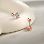 Tiny Flower CZ Screw Back Earrings in Sterling Silver, Forget Me Not Floral CZ Earrings, Silver, Gold and Rose Gold, Flower CZ Earrings