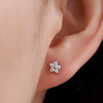 Tiny Flower CZ Screw Back Earrings in Sterling Silver, Forget Me Not Floral CZ Earrings, Silver, Gold and Rose Gold, Flower CZ Earrings