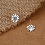 Tiny Daisy Flower Stud Earrings in Sterling Silver, Two Finished Available Silver Daisy Earrings, Silver Daisy Blossom Earrings