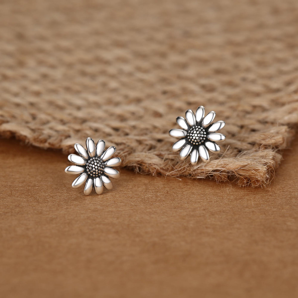 Oxidised Daisy Stud Earrings