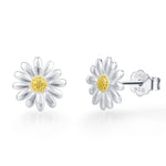 Tiny Daisy Flower Stud Earrings in Sterling Silver, Two Finished Available Silver Daisy Earrings, Silver Daisy Blossom Earrings