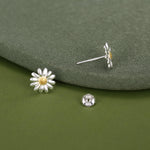 Tiny Daisy Flower Stud Earrings in Sterling Silver, Two Finished Available Silver Daisy Earrings, Silver Daisy Blossom Earrings