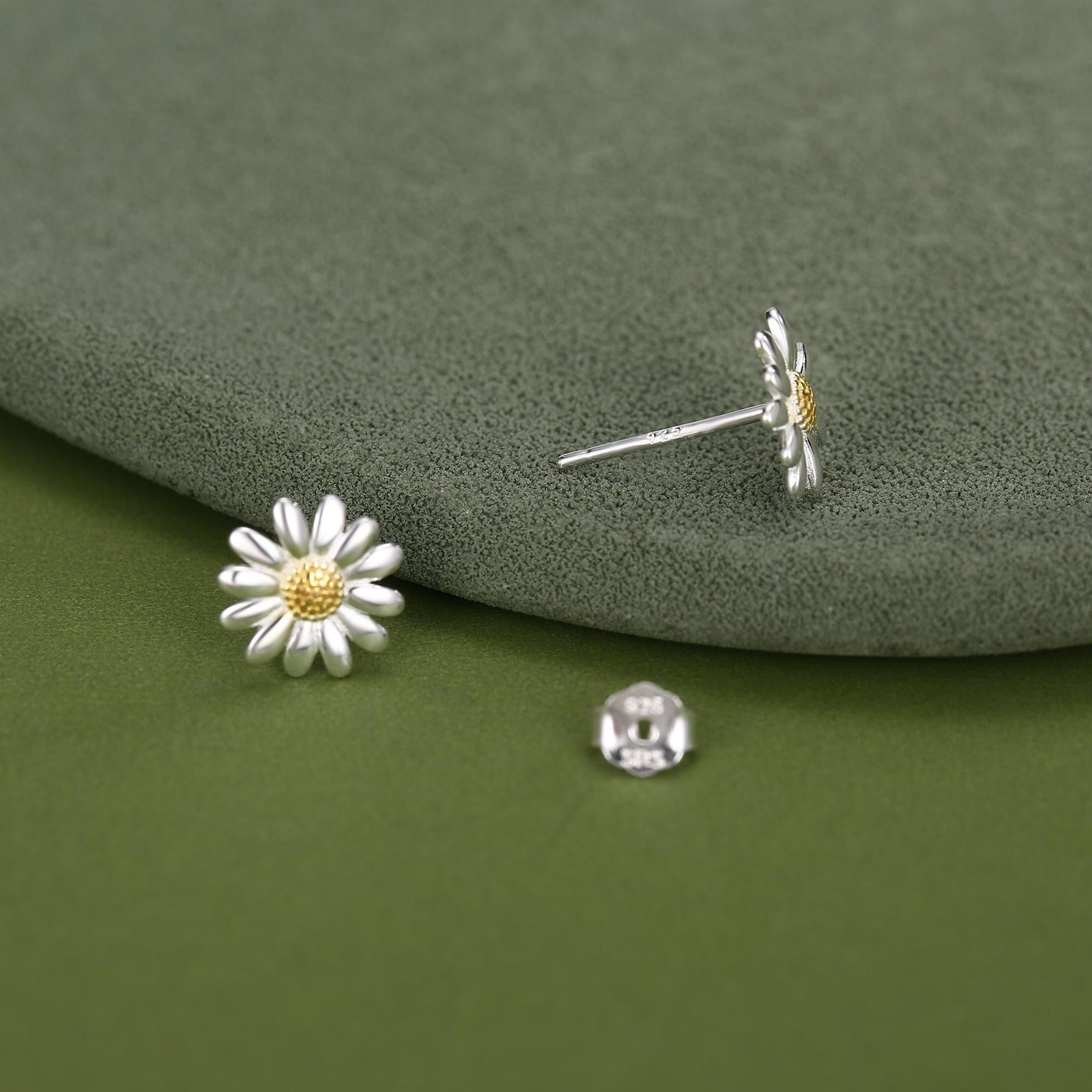 Tiny Daisy Flower Stud Earrings in Sterling Silver, Two Finished Available Silver Daisy Earrings, Silver Daisy Blossom Earrings