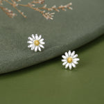 Tiny Daisy Flower Stud Earrings in Sterling Silver, Two Finished Available Silver Daisy Earrings, Silver Daisy Blossom Earrings