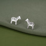 Zebra Stud Earrings in Sterling Silver - Animal Stud Earrings - Cute, Fun, Whimsical