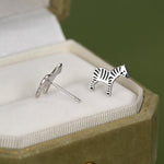 Zebra Stud Earrings in Sterling Silver - Animal Stud Earrings - Cute, Fun, Whimsical