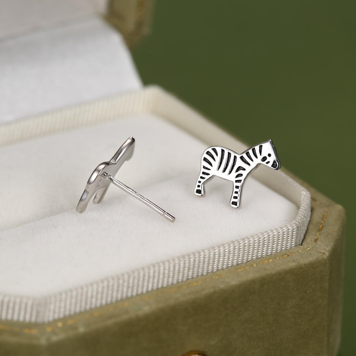 Zebra Stud Earrings in Sterling Silver - Animal Stud Earrings - Cute, Fun, Whimsical