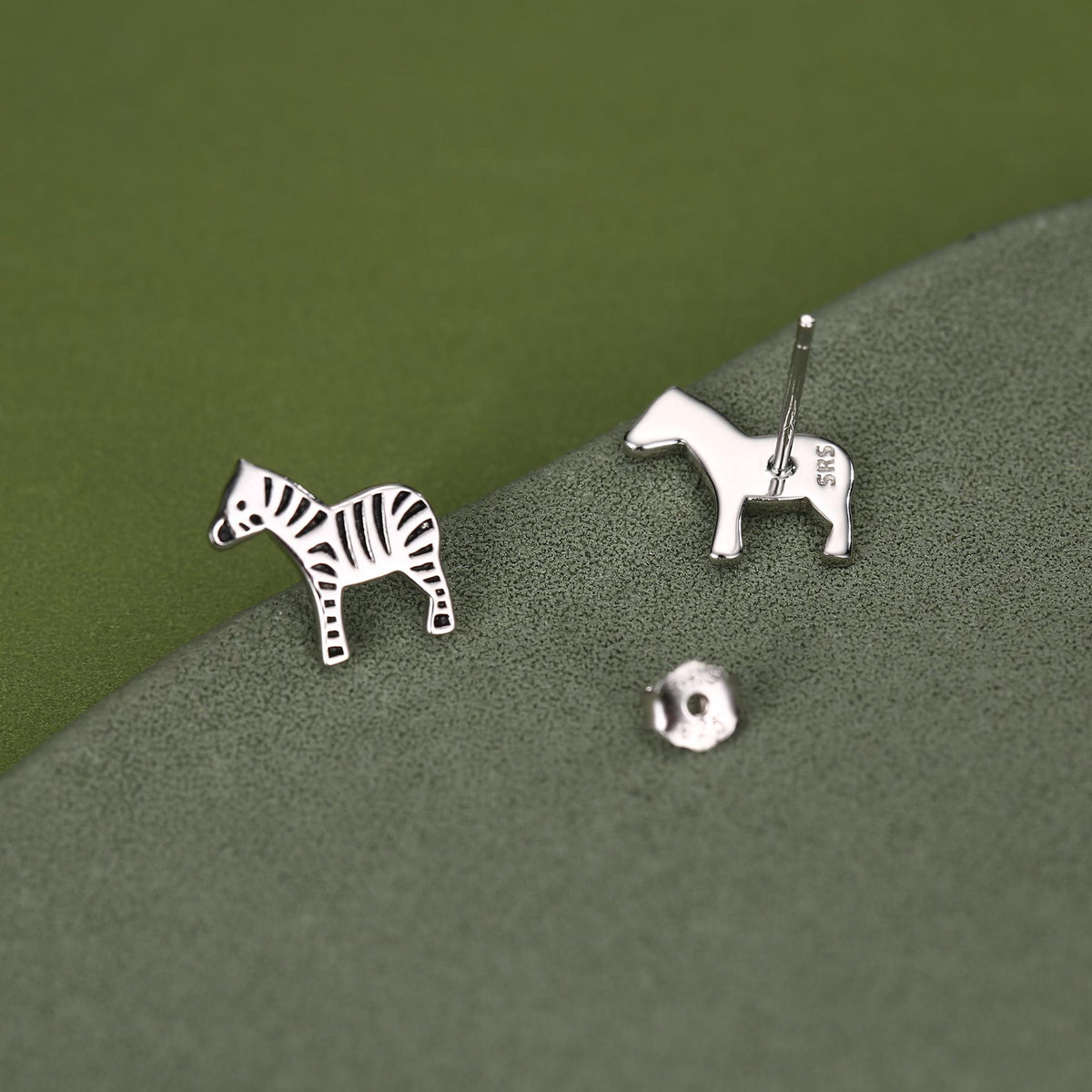Zebra Stud Earrings in Sterling Silver - Animal Stud Earrings - Cute, Fun, Whimsical