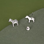 Zebra Stud Earrings in Sterling Silver - Animal Stud Earrings - Cute, Fun, Whimsical