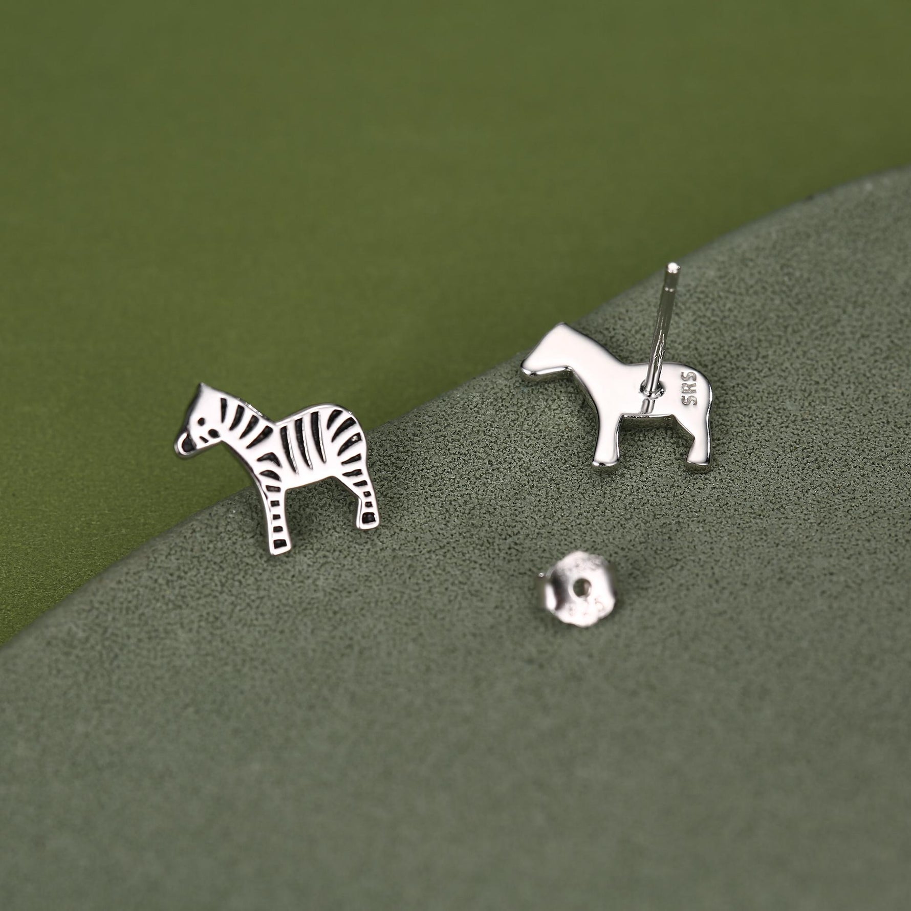 Zebra Stud Earrings in Sterling Silver - Animal Stud Earrings - Cute, Fun, Whimsical