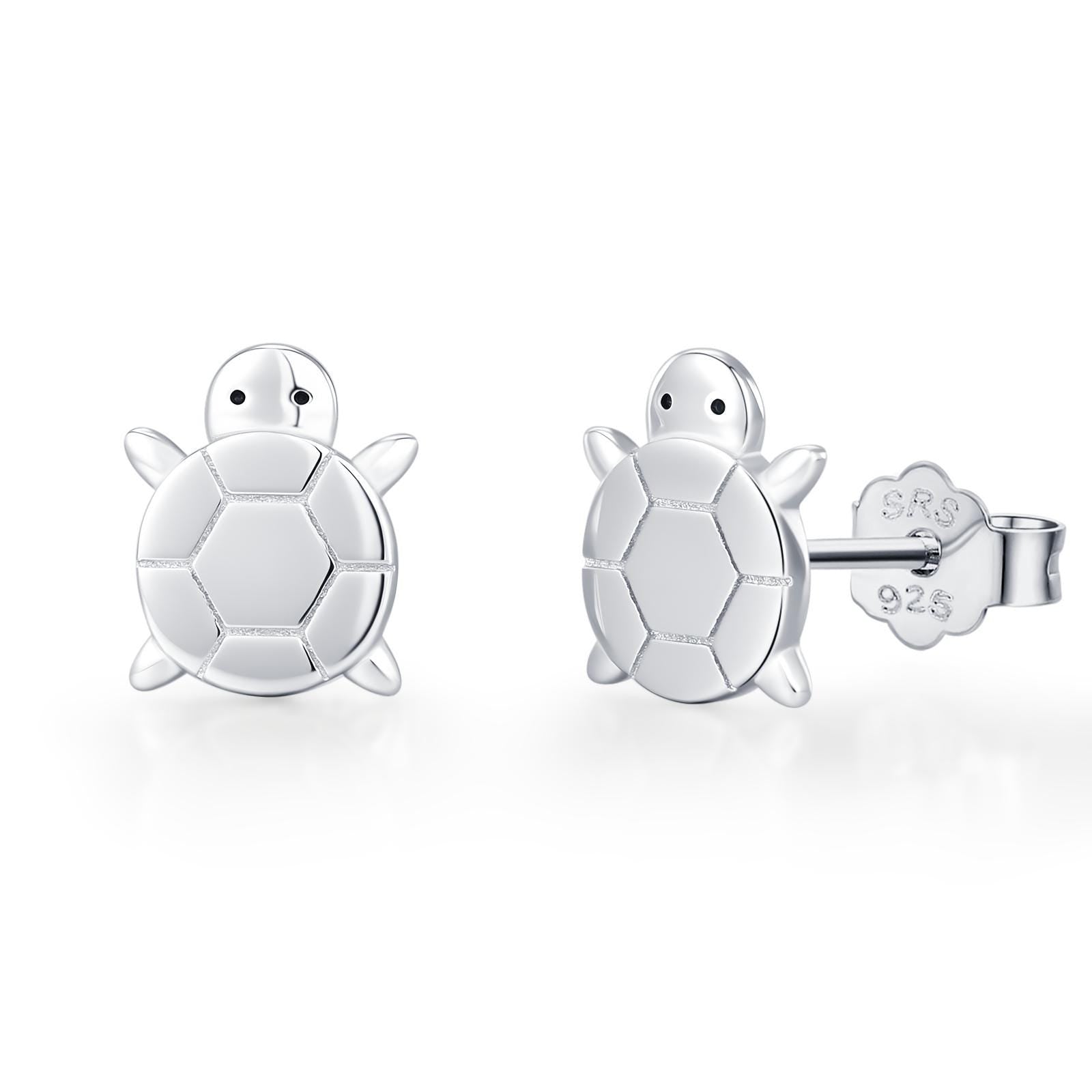 Cute Little Turtle Stud Earrings in Sterling Silver - Animal Stud Earrings - Nature Inspired - Cute, Fun, Whimsical