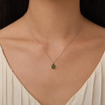 Jade Pear Cabochon Pendant Necklace