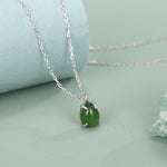 Jade Pear Cabochon Pendant Necklace
