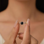 Black Onyx Bezel Open Ring