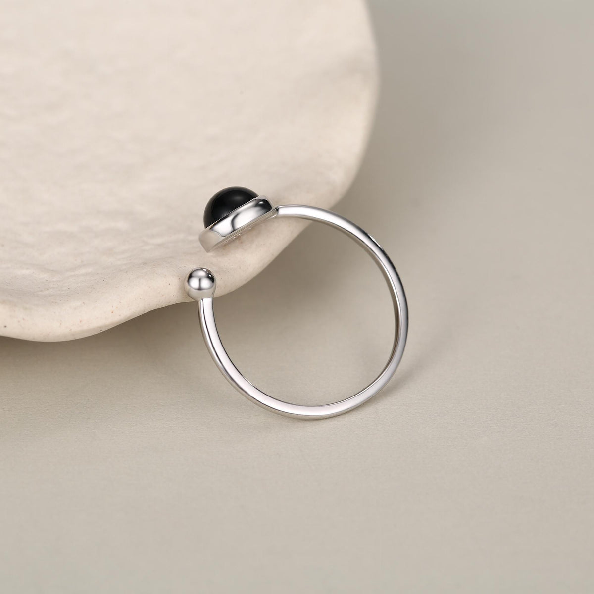 Black Onyx Bezel Open Ring