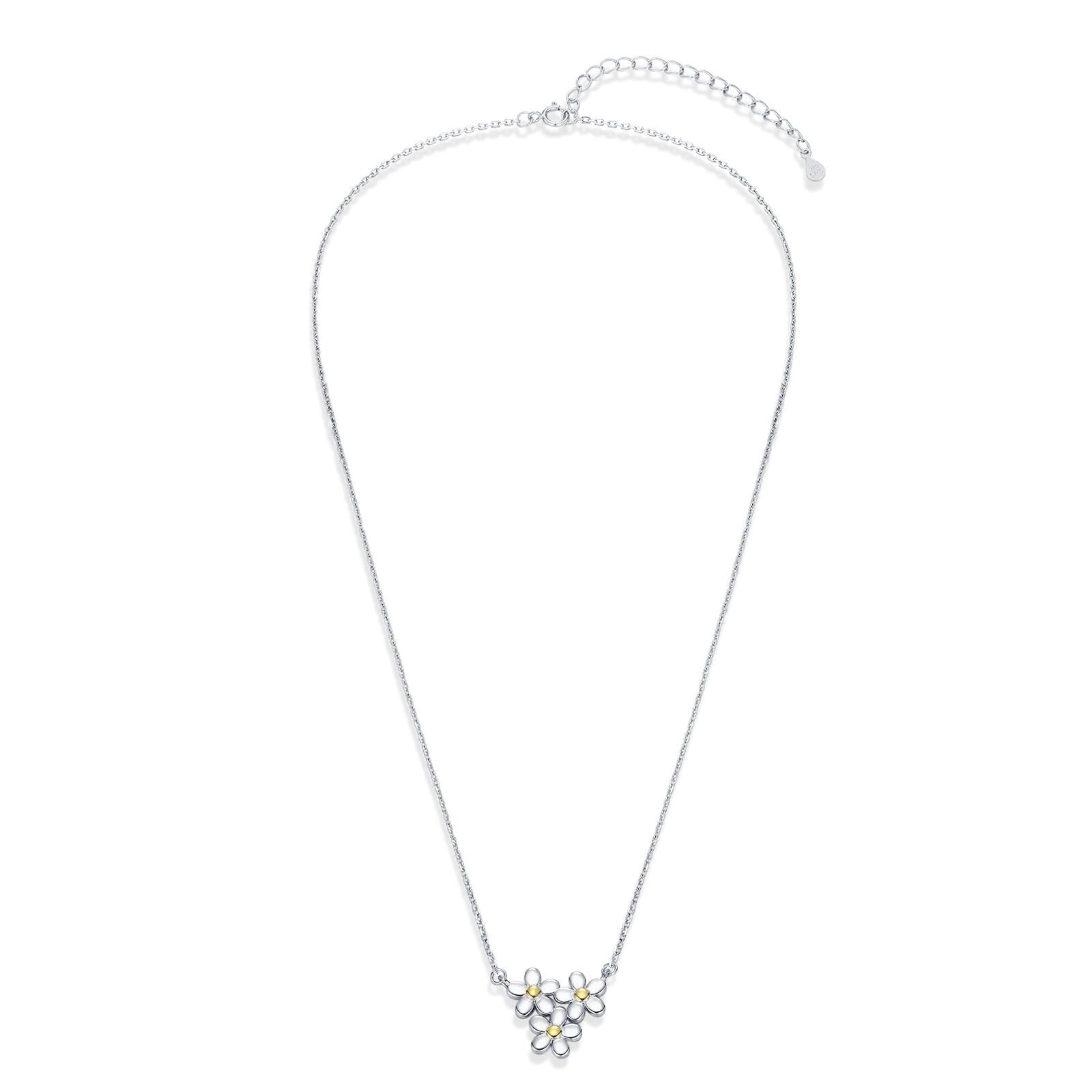 Forget Me Not Flower Trio Pendant Necklace