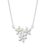 Forget Me Not Flower Trio Pendant Necklace