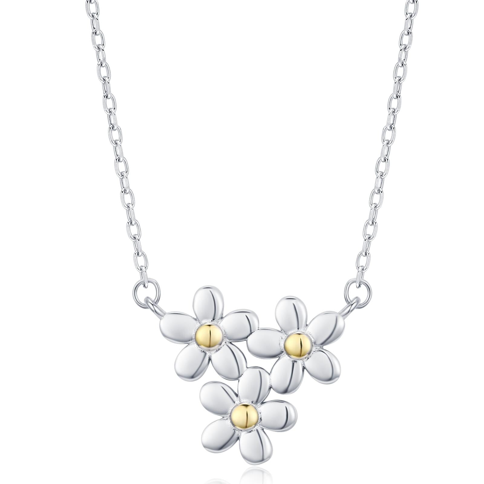 Forget Me Not Flower Trio Pendant Necklace